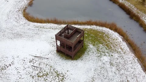 Wildlife observation tower, from above Stock Footage 264422613