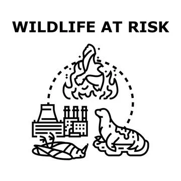 Wildlife at risk environment problem icon concept Stock Illustration