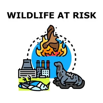 Wildlife at risk environment problem icon concept Stock Illustration