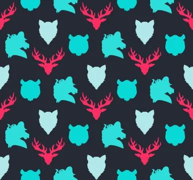 Wildlife seamless pattern Stock Illustration