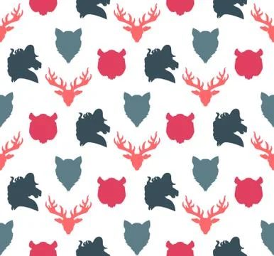Wildlife seamless pattern Stockillustratie