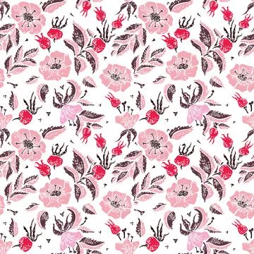 Wildrose seamless pattern Stock Illustration