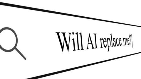 Will AI replace human jobs in the future based on search bar queries Stock Footage 330420897
