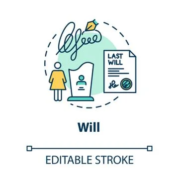 Will concept icon. Testament of deceased person. Legacy for widow. Beneficiary Stock-Illustration