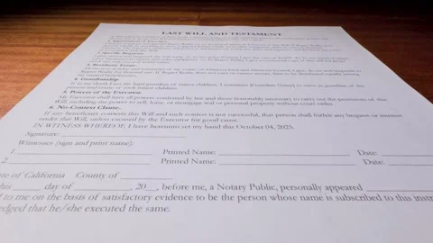 Will Document Legal Paper Last Will and Testament Form 1 Stock Footage 318423312