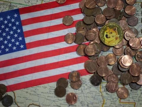 Will Dogecoin Cryptocurrency Replace Pennies 写真素材