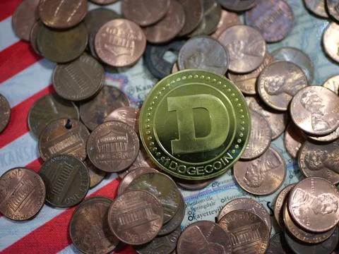 Will Dogecoin Cryptocurrency Replace Pennies 写真素材