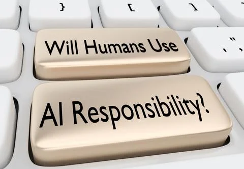 Will Humans Use AI Responsibility? concept Illustrazione stock