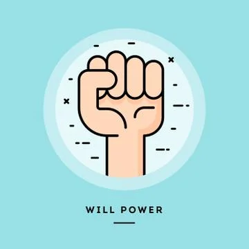 Will power, flat design thin line banner. Vector illustration. Stock Illustration