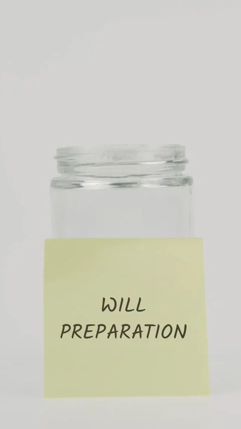 Will preparation text or word on yellow sticky note attached to glass jar Stock Footage 311807134
