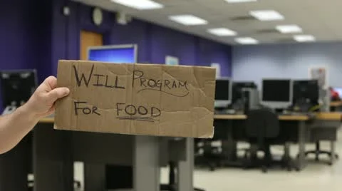 Will program for food sign in computer lab Stock Footage 11160642