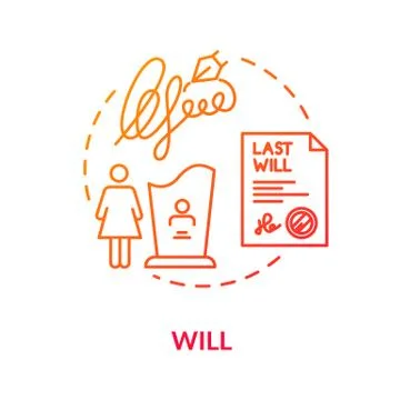 Will red concept icon. Death wish. Testament of deceased person. Legacy for Stock Illustration
