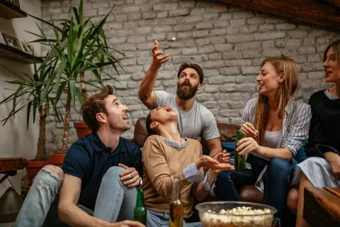 Will she catch it? Stock Photos