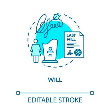 Will turquoise concept icon. Wealth inheritance. Testament of deceased person Stock Illustration