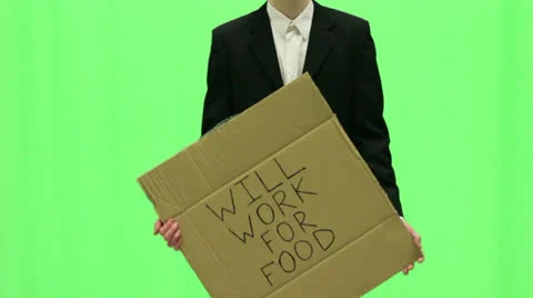 Will Work for Food Green Stock Footage 24807471