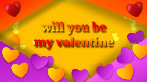 Will you be my valentine proposal animation in pink heart Stock Footage 230171164