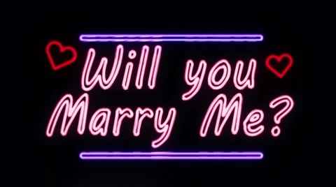 Will you Marry Me Neon Sign in Retro Style Turning On Stock Footage 62392002