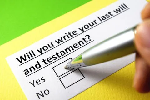 Will you write your last will and testament? Yes or no? Stock Photos