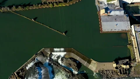 Willamette Falls along the Willamette River in Oregon State Stock Footage 145121635