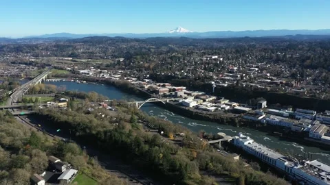 Willamette Falls along the Willamette River in Oregon State Stock Footage 145367918