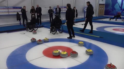 William and Kate try their hand at curling in Stirling Stock Footage 327225225
