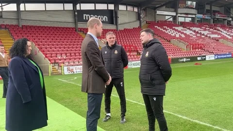 William downs shot and pulls pint during Wrexham football club visit
 Stock Footage 266424388