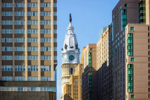 William Penn statue on a top of City Hall Philadelphia Stock Photos