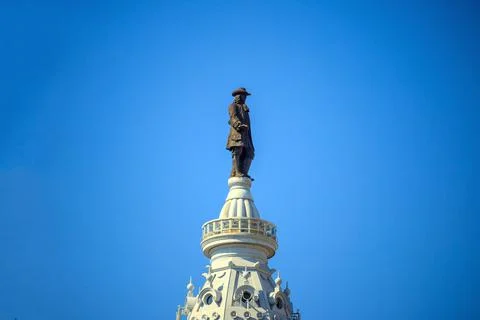 William Penn statue on a top of City Hall Philadelphia Stock Photos
