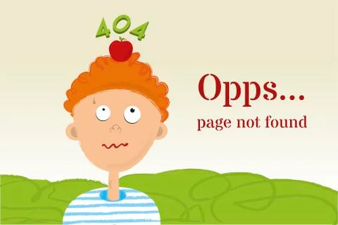 William Tell s error 404 page in cartoon style. Stock Illustration