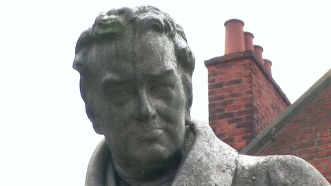 William Wilberforce statue close up at the Wilberfoce House Museum, Hull UK Stock Footage 105323867