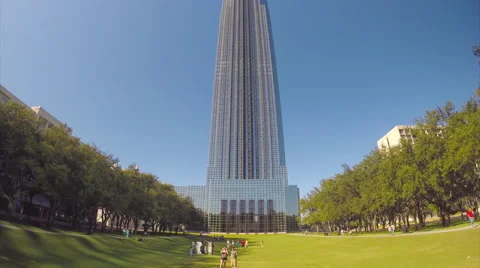 Williams Tower and Park Wide Shot in Houston Texas Stock Footage 61107431