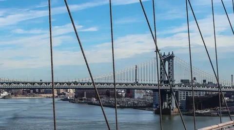 Williamsburg Bridge from the Brooklyn Bridge Time Lapse.mp4 Video stock 45702090