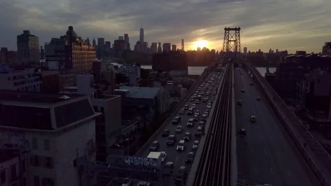 Williamsburg Bridge to Downtown Stock Footage 74815560