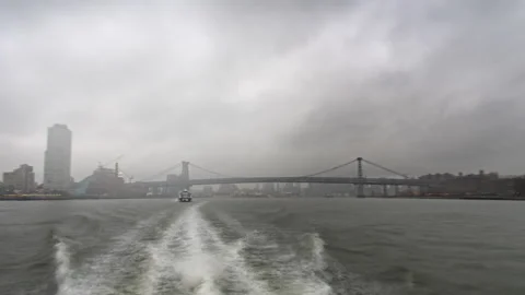 Williamsburg Bridge East River Hyperlapse Fast Stock Footage 231838420