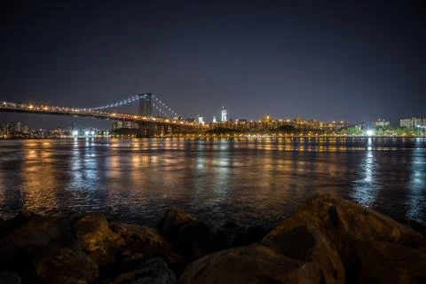 Williamsburg Bridge at Night Stock Photos