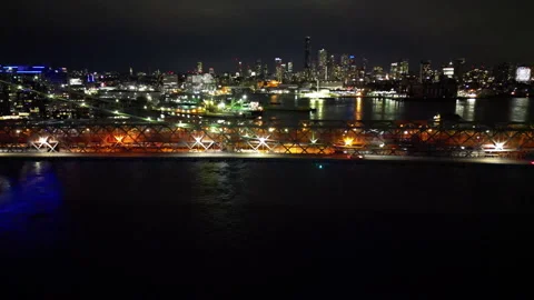 Williamsburg Bridge Skyline at night Stock Footage 218308087