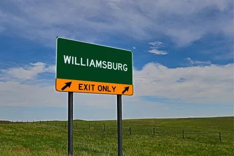 WILLIAMSBURG US Highway Exit Only Sign Stock Photos