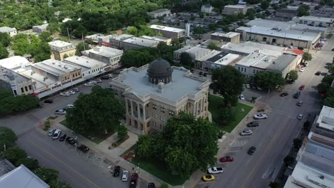 Williamson County Courthouse and town square, Georgetown, Texas, USA Stock Footage 142108951