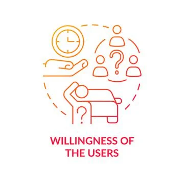 Willingness of users red gradient concept icon Stock Illustration