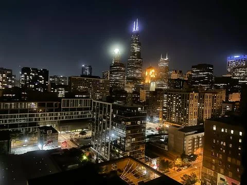 The Willis Tower (Sears Tower) - Night 7-11-23 Stock Photos