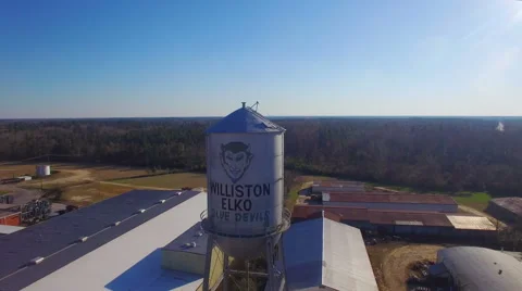 Williston SC Elko Blue Devils Water Tower fly over Stock Footage 60960810