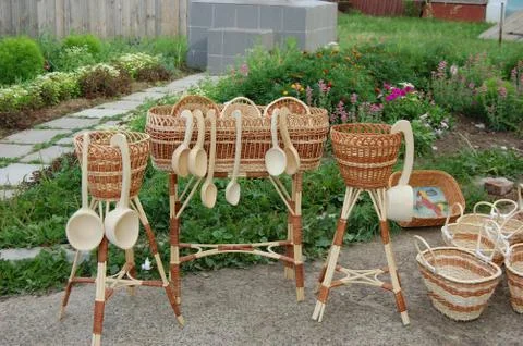 Willow baskets Stock Photos