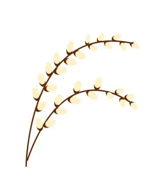 Willow branch icon, flat style. Isolated on white background. Vector illust.. Stock Illustration