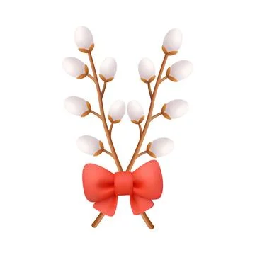 Willow branches. 3D realistic Easter holiday illustration Illustrazione stock