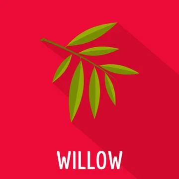 Willow leaf icon, flat style Stock Illustration