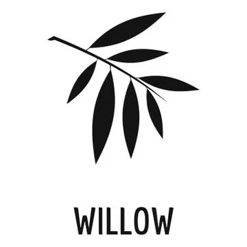 Willow leaf icon, simple black style Stock Illustration