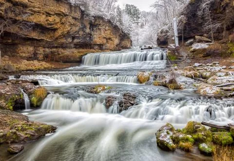 Willow River Falls After First Snow Fotos de archivo