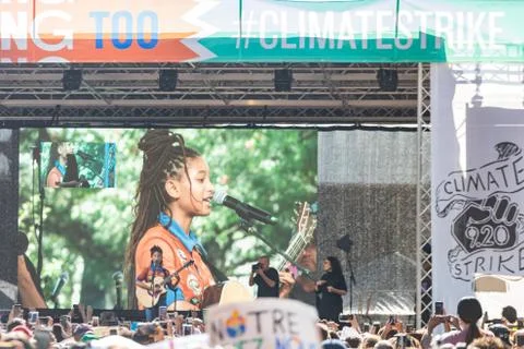 Willow Smith Performs On Stage During Climate Strike NYC 2019 Stock Photos