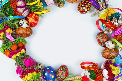 Willow Sunday background of willow branches, willow bouquets. Easter top view Stock Photos