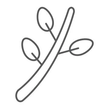Willow thin line icon, spring and botany, plant sign, vector graphics, a linear Stock Illustration